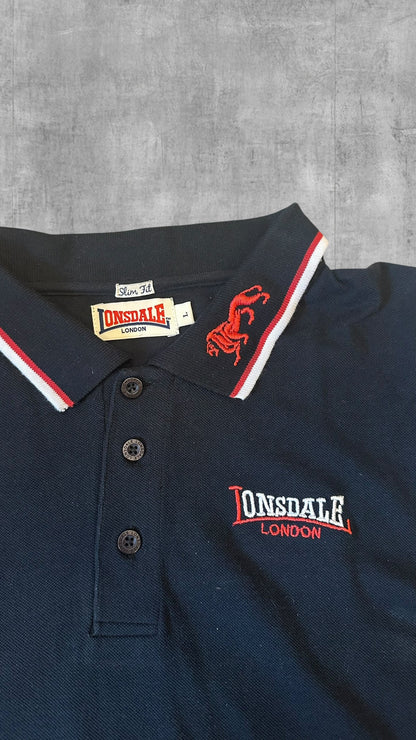 Lonsdale London Polo Shirt Schwarz Weiß Rot L Slim Fit