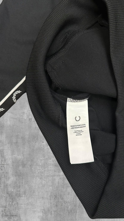 Fred Perry Trainingsjacke Taped Zip Jacke Schwarz Weiß M
