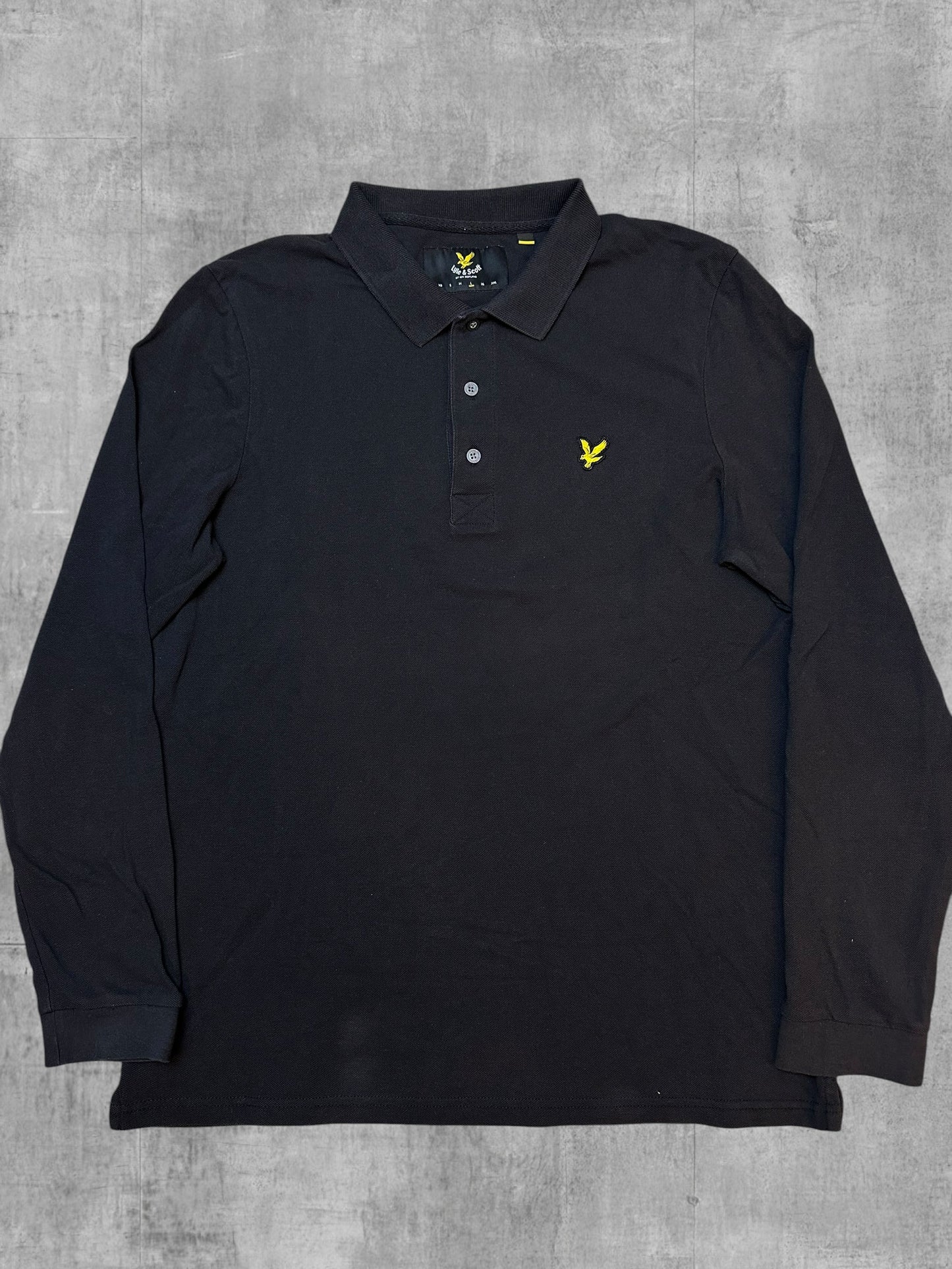 Lyle & Scott Langarm Polo Shirt Schwarz L