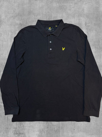 Lyle & Scott Langarm Polo Shirt Schwarz L