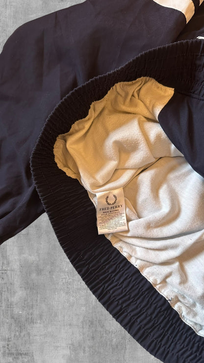 Fred Perry Vintage Windbreaker Zip Jacke Navy Blau Weiß Frauengröße M