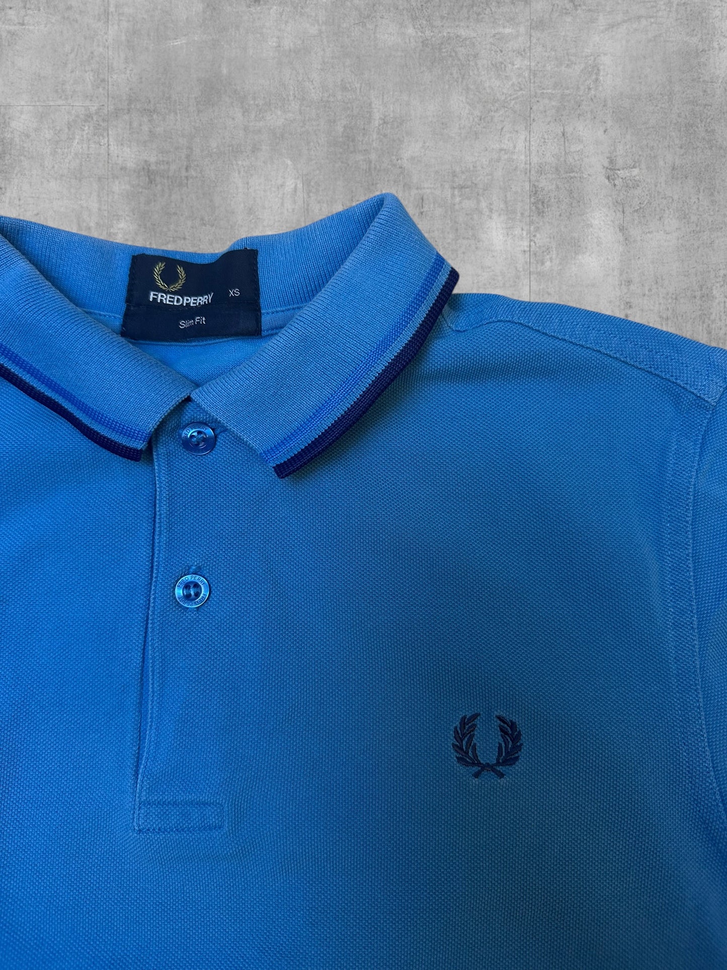 Fred Perry Polo Shirt Blau Schwarz XS Slim Fit