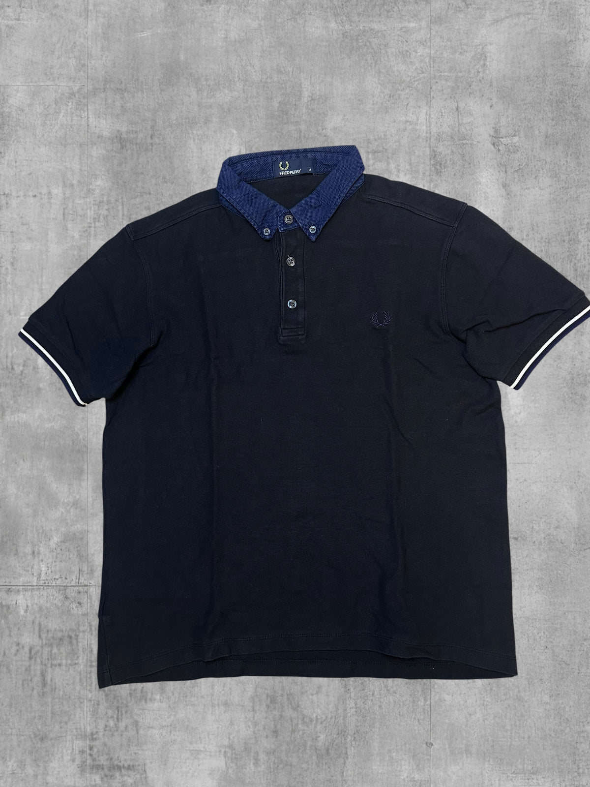 Fred Perry Polo Shirt Black Blue M