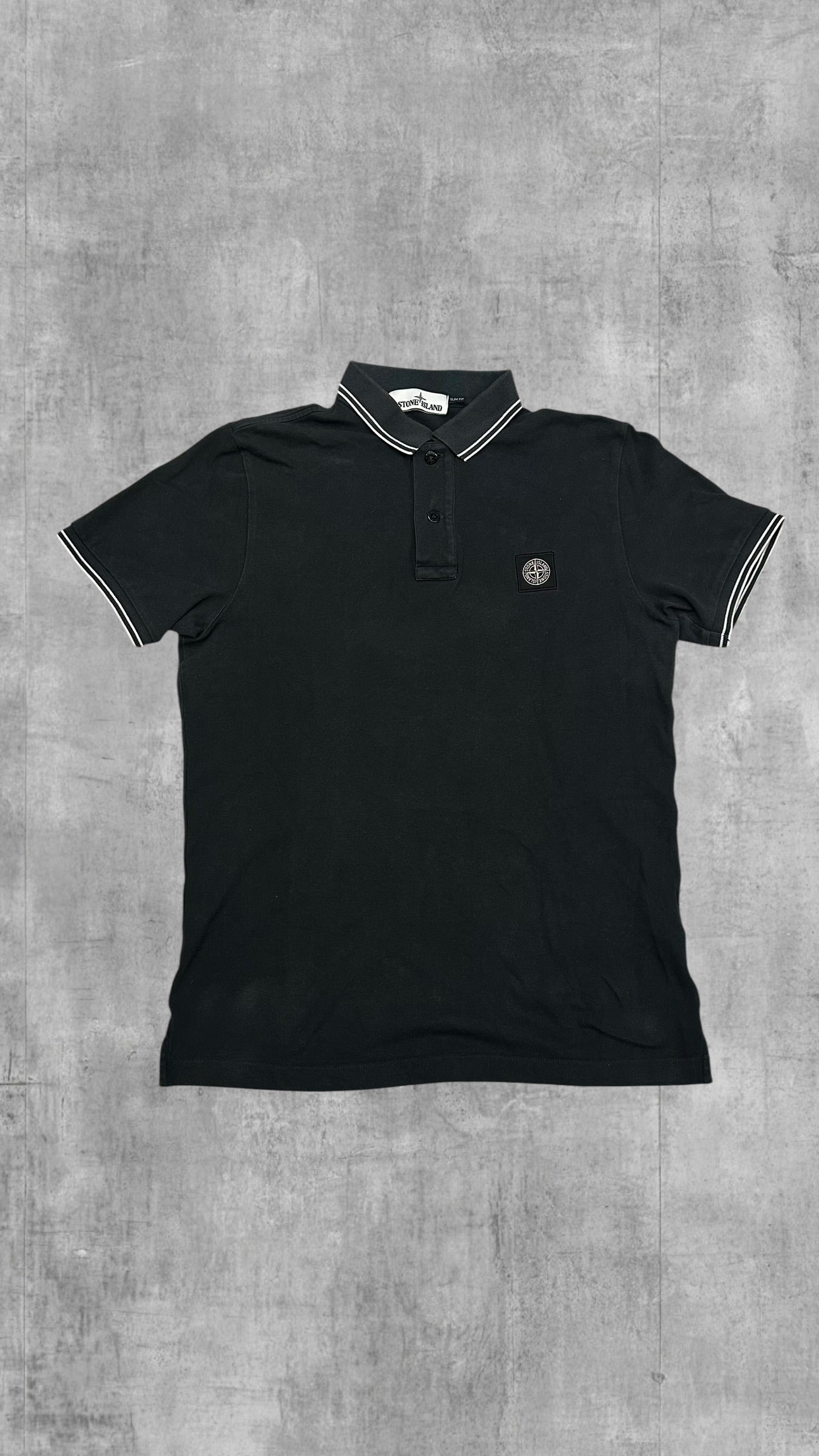 Stone Island Polo Shirt Grau Weiß M