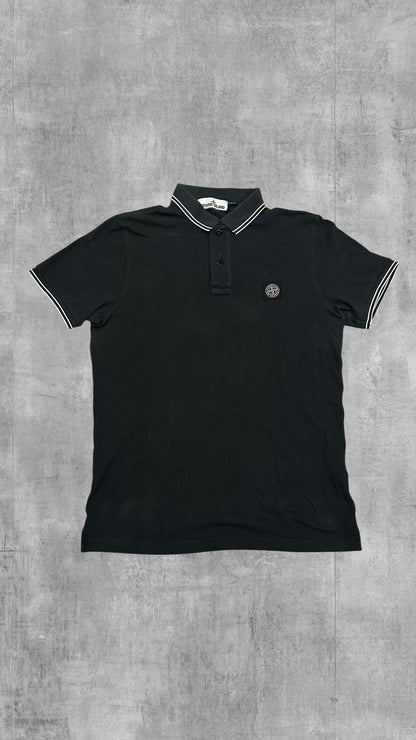 Stone Island Polo Shirt Grau Weiß M