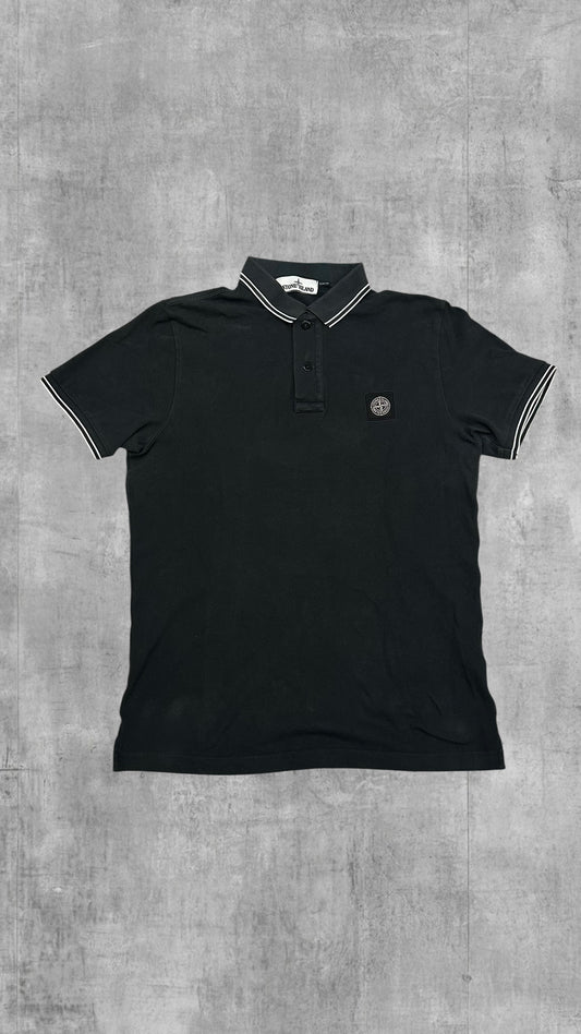 Stone Island Polo Shirt Grau Weiß M