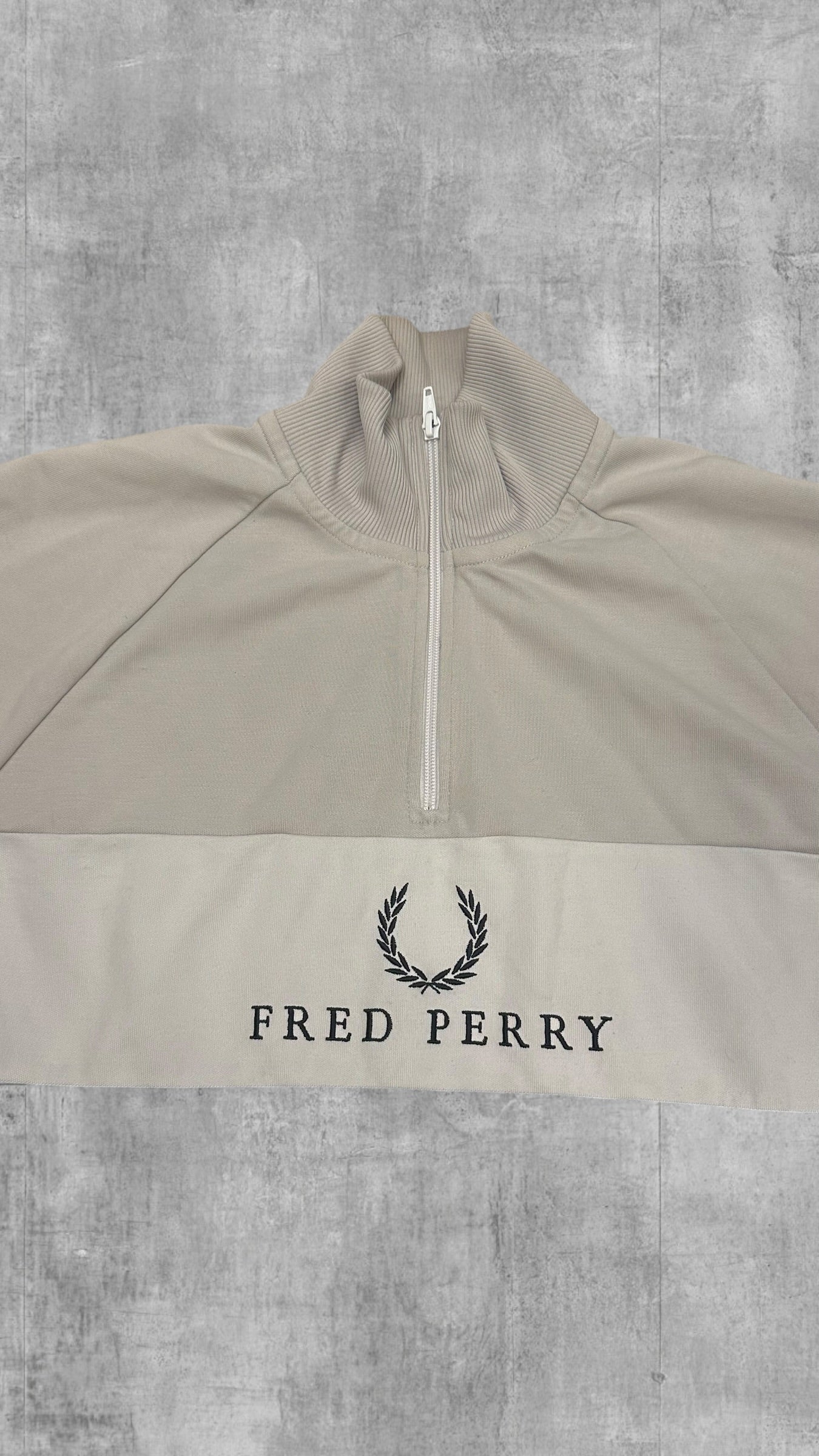 Fred Perry Half Zip Hoodie Grau Schwarz L