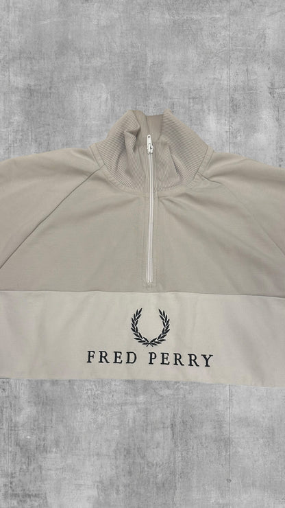 Fred Perry Half Zip Hoodie Grau Schwarz L
