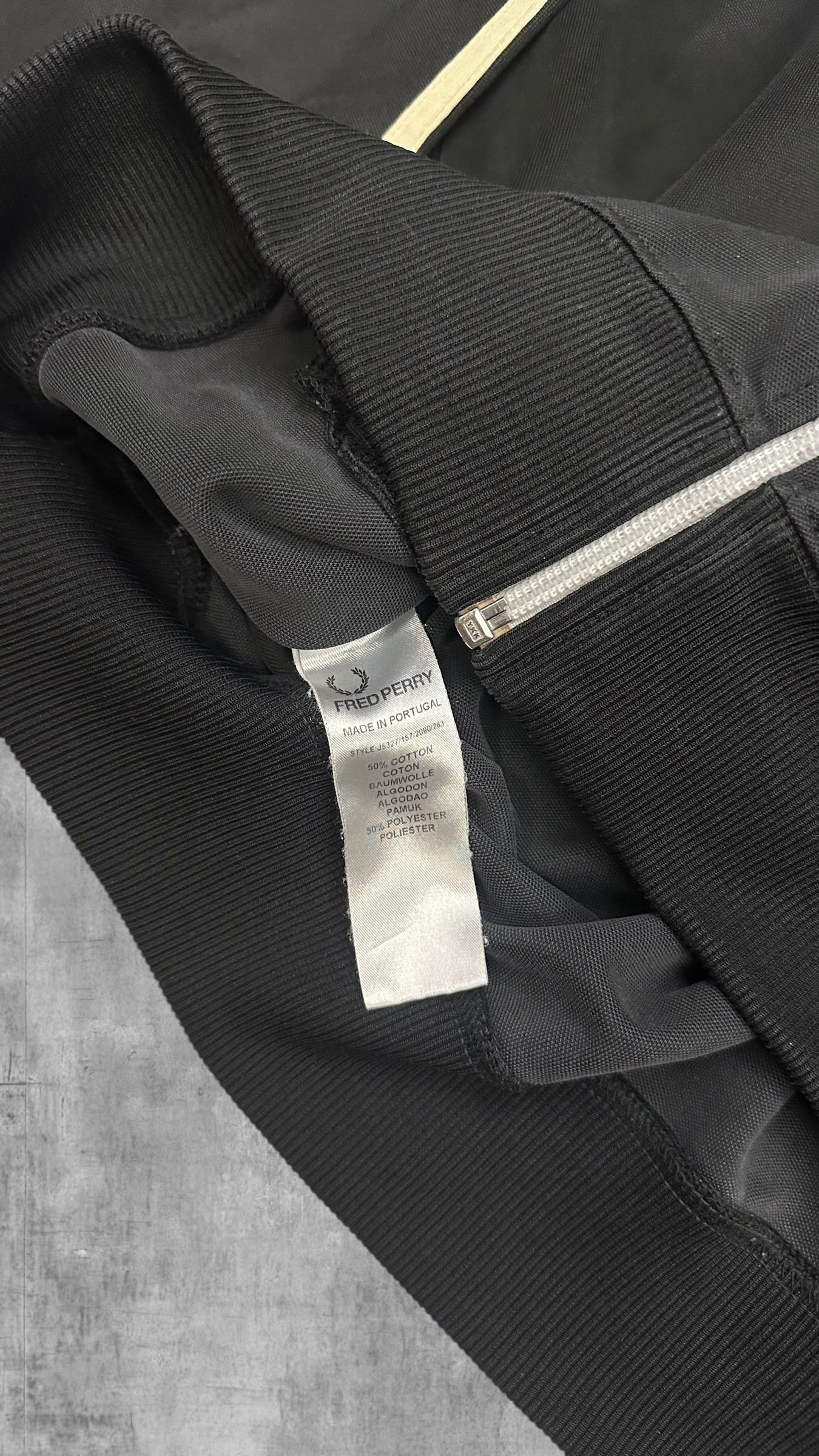 Fred Perry Vintage Trainingsjacke Taped Schwarz Weiß XL