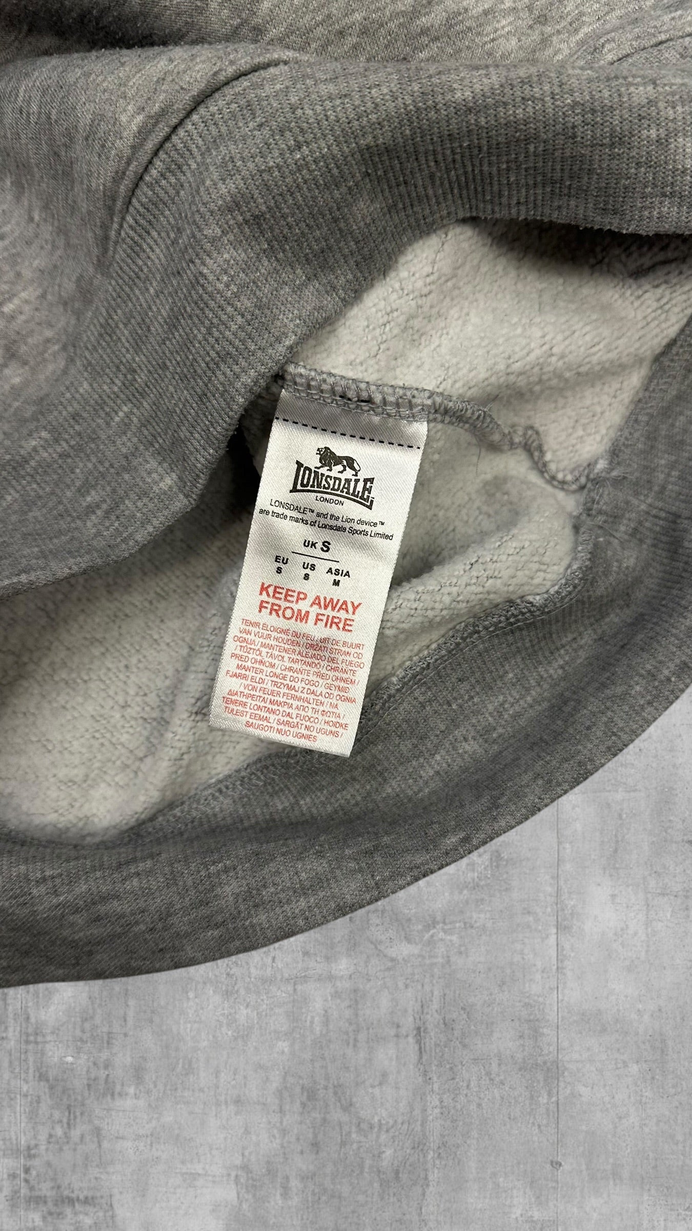 Lonsdale London Hoodie Pullover Grau Schwarz S