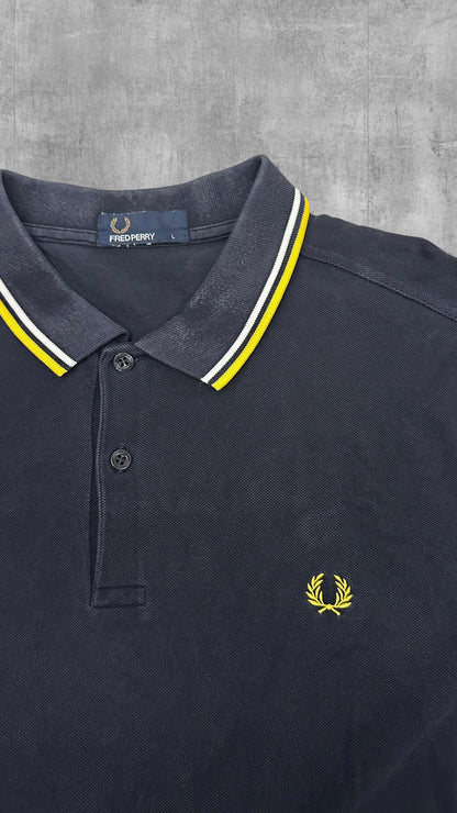 Fred Perry Polo Shirt Schwarz Gelb Weiß L