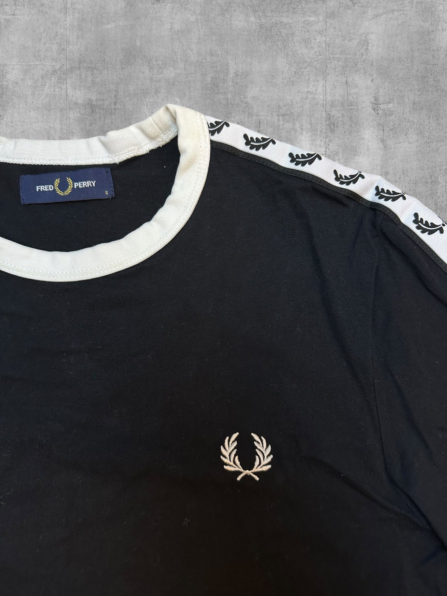 Fred Perry T-shirt Taped Schwarz Weiß S