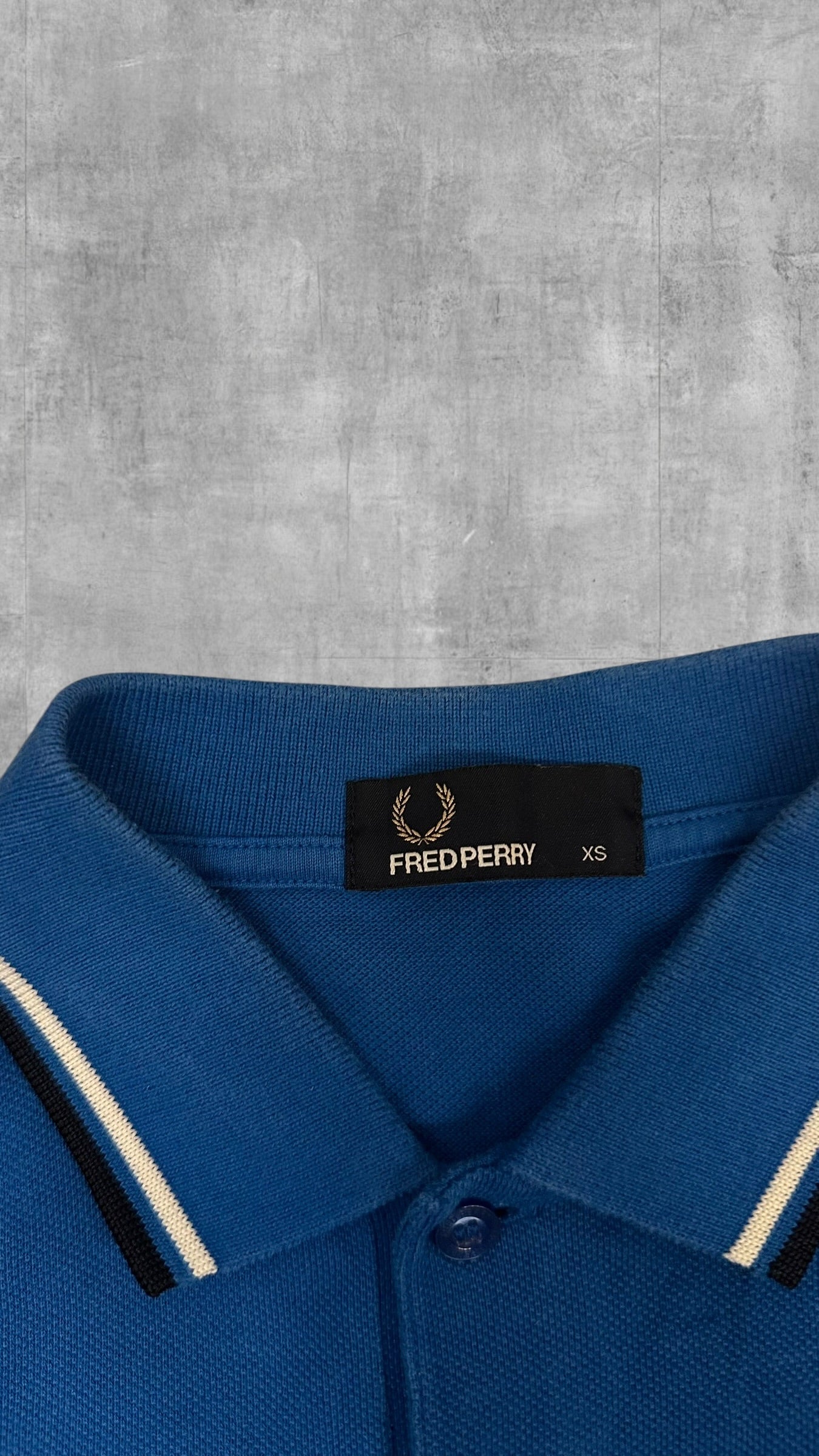 Fred Perry Polo Shirt Blau Schwarz Weiß XS