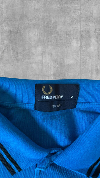 Fred Perry Polo Shirt Blau Schwarz M Slim Fit