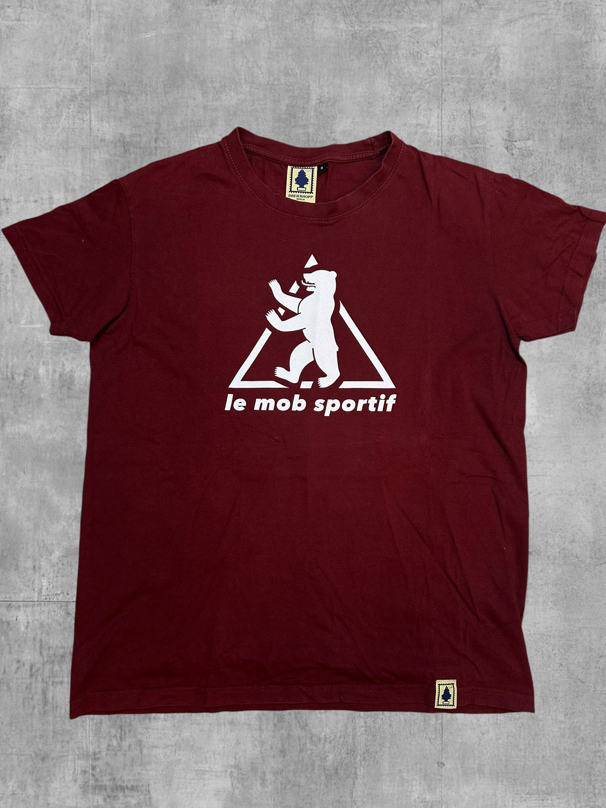 Dreierhopp T-shirt Weinrot Weiß S