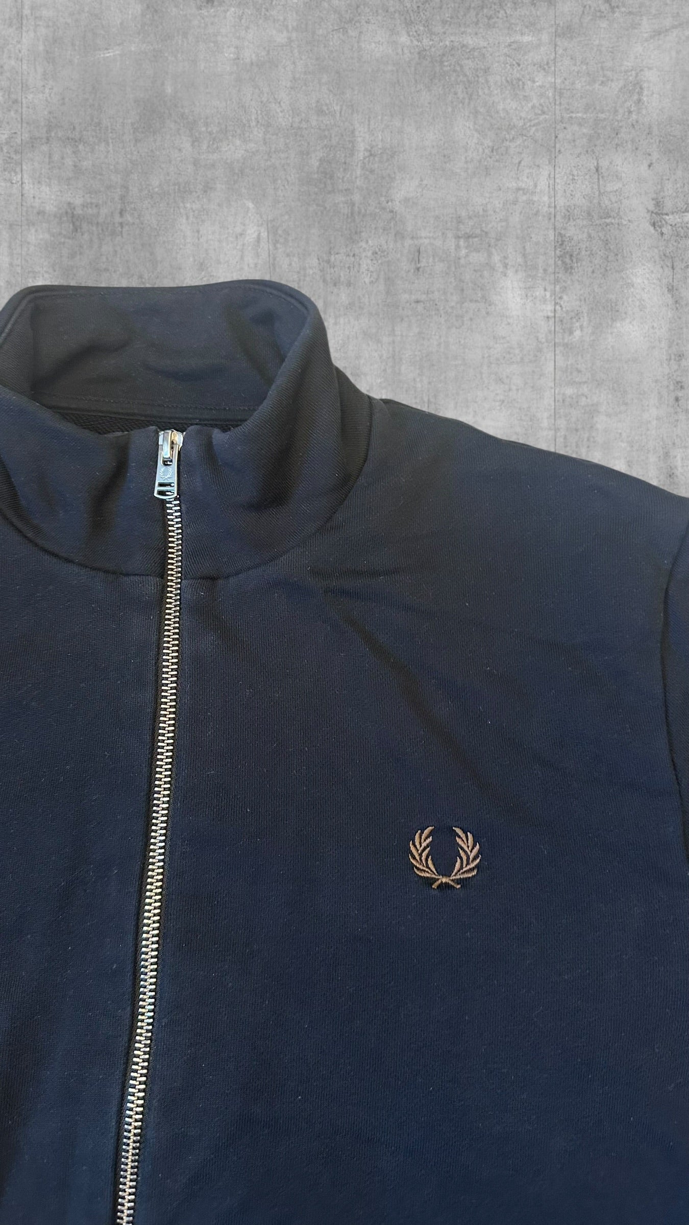 Fred Perry Zip Rollkragenpullover Trainingsjacke Schwarz M