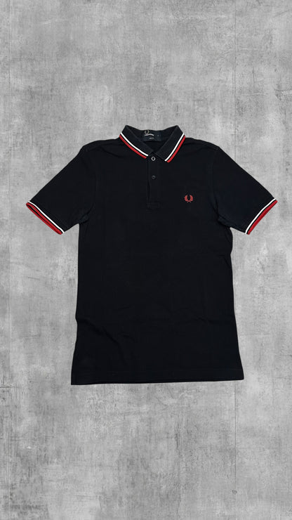 Fred Perry Polo Shirt Schwarz Rot Weiß S Slim Fit