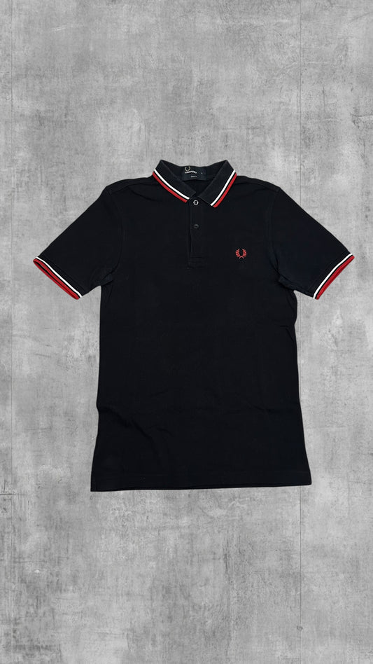 Fred Perry Polo Shirt Schwarz Rot Weiß S Slim Fit