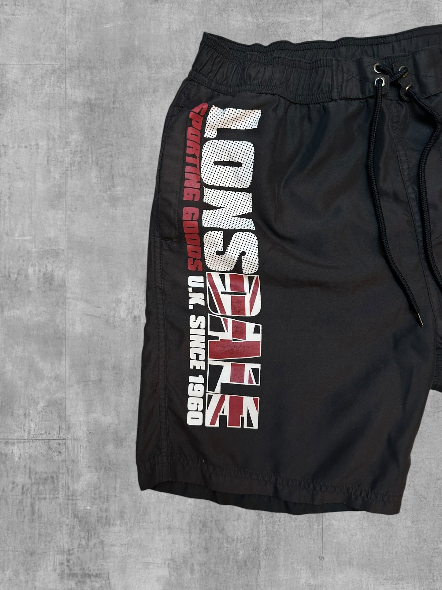 Lonsdale London Shorts Kurze Badehose Schwarz Weiß Rot L