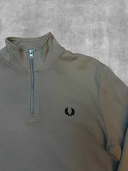 Fred Perry Half Quarter Zip Sweatshirt Beige Hellgrau S