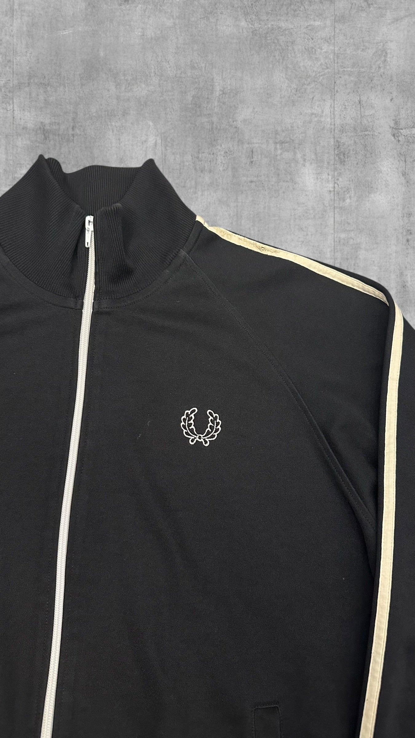 Vintage Fred Perry Trainingsjacke Taped Zip Jacke Schwarz L