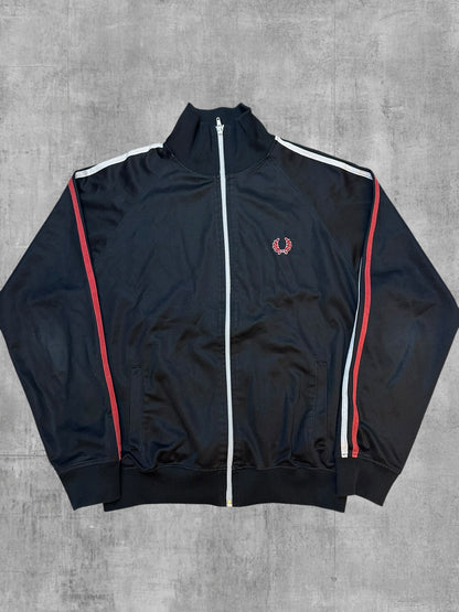 Fred Perry Vintage Trainingsjacke Taped Schwarz Rot Weiß M