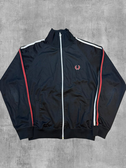 Fred Perry Vintage Trainingsjacke Taped Schwarz Rot Weiß M