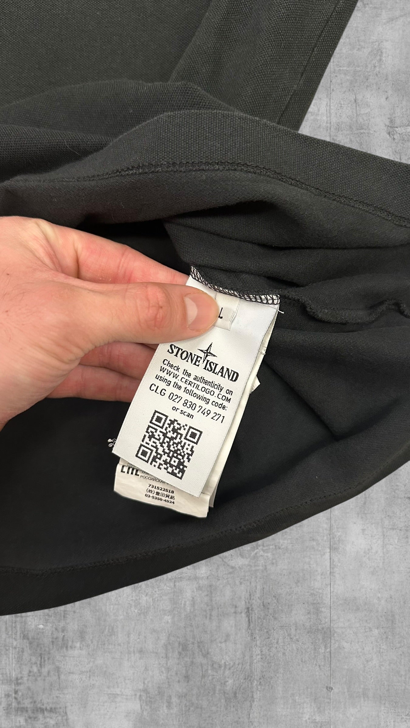 Stone Island Polo Shirt Grau Weiß M