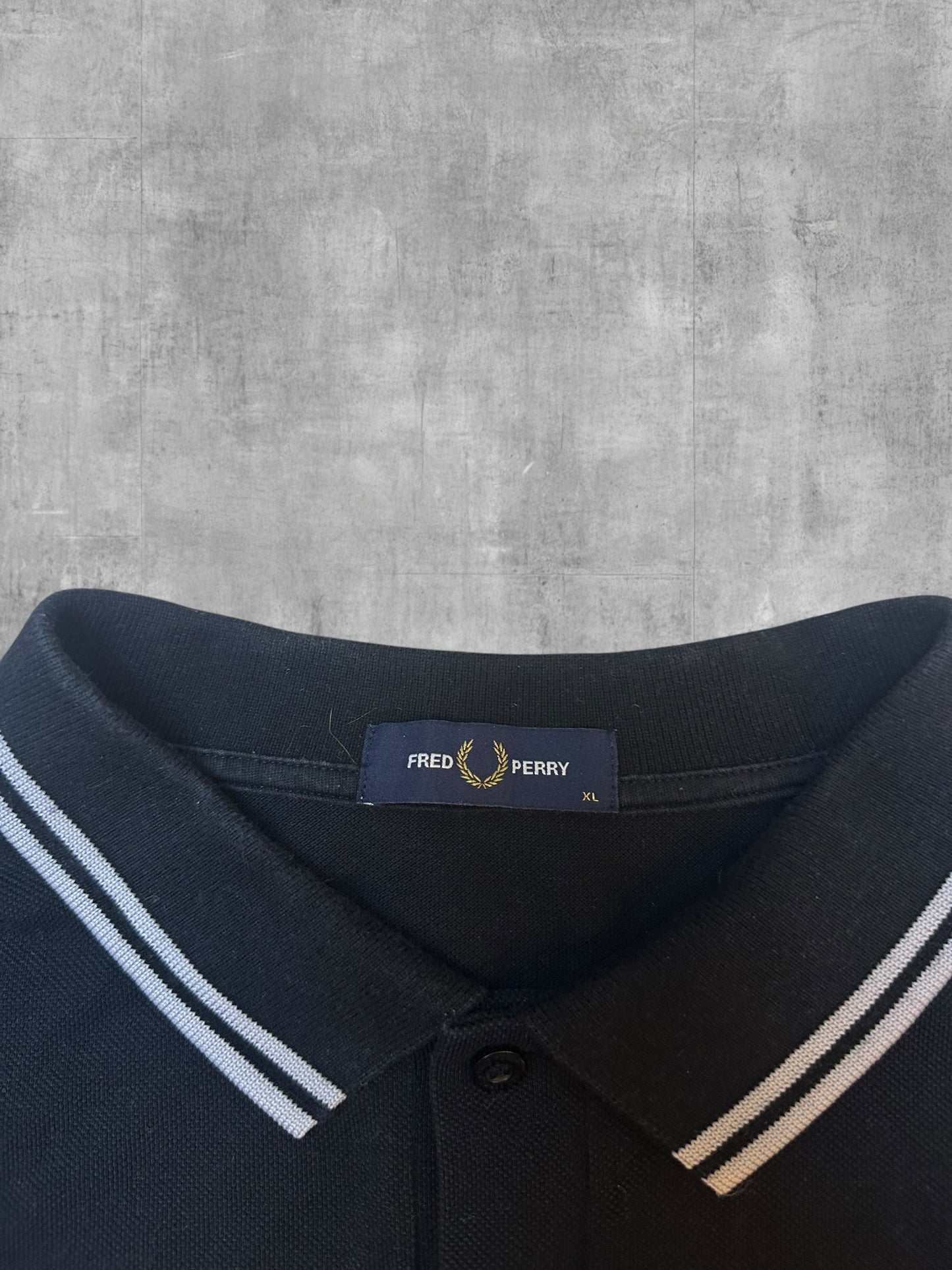 Fred Perry Backprint Polo Shirt Schwarz Weiß XL