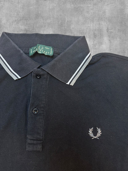 Fred Perry Vintage Polo Shirt Schwarz Grau Weiß M