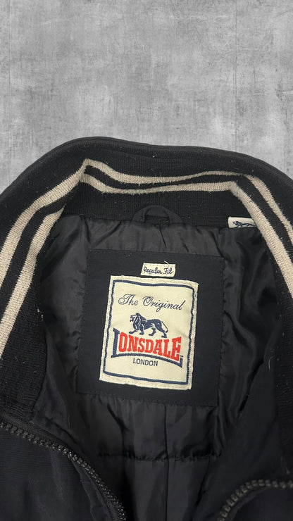Lonsdale London Bomberjacke Regenjacke Schwarz Backprint M