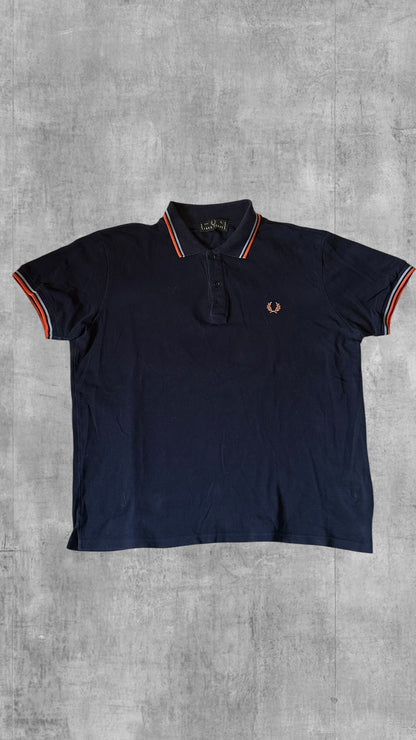 Fred Perry Polo Shirt Navy Blau Orange L