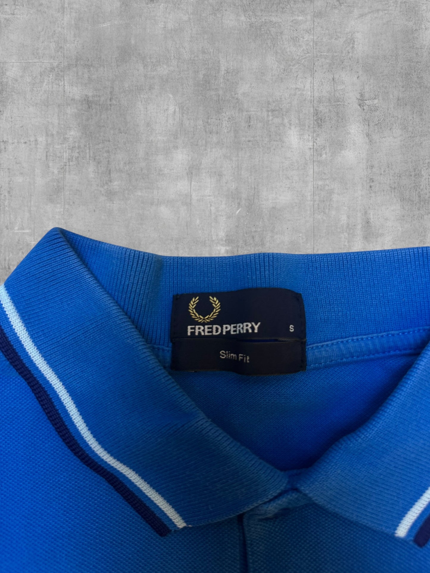 Fred Perry Polo Shirt Blau Schwarz S Slim Fit