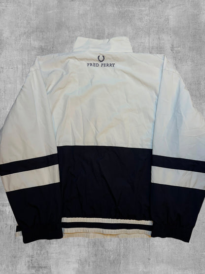 Fred Perry Vintage Windbreaker Jacke Schwarz Weiß XL