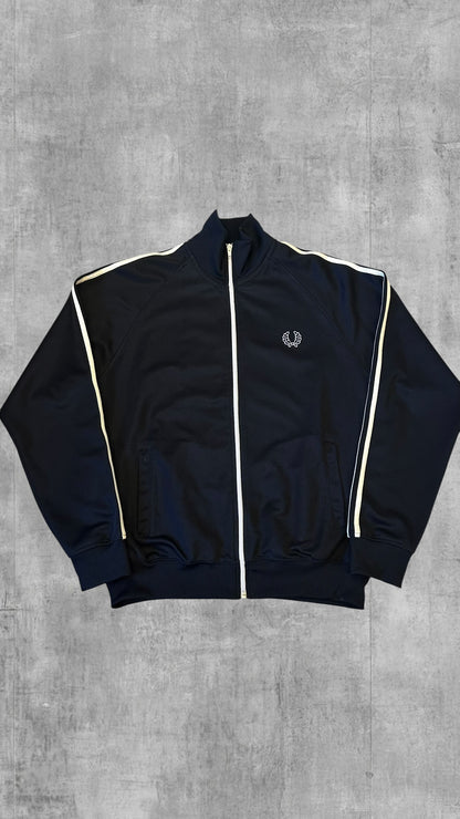 Fred Perry Trainingsjacke Taped Zip Jacke Schwarz Weiß M