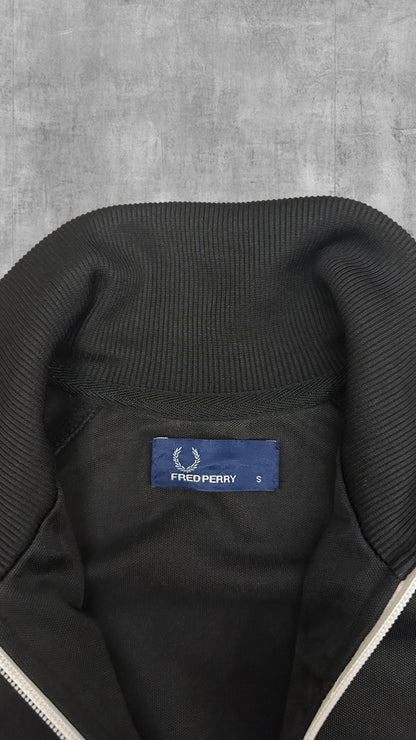 Vintage Fred Perry Trainingsjacke Taped Zip Jacke Schwarz Weiß Rot S