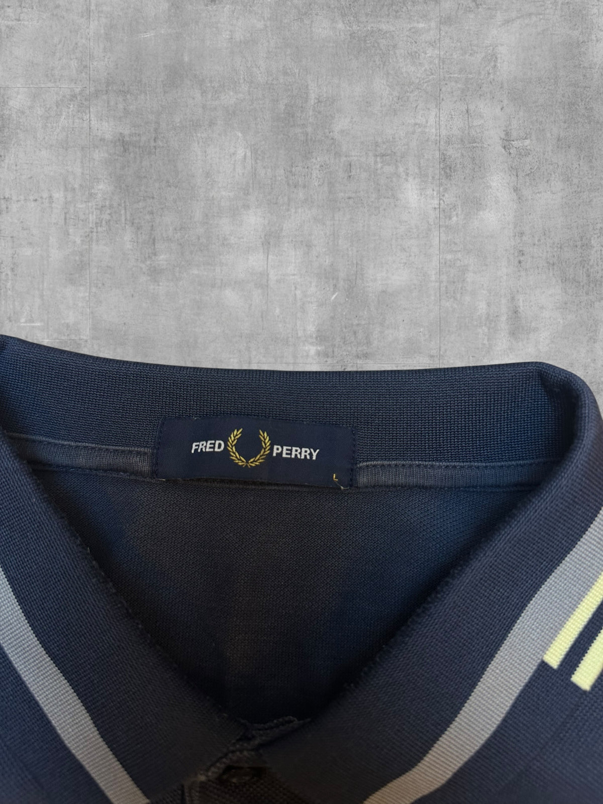 Fred Perry Polo Shirt Navy Blau Beige L