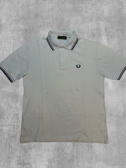 Fred Perry Polo Shirt Weiß Navy Blau M