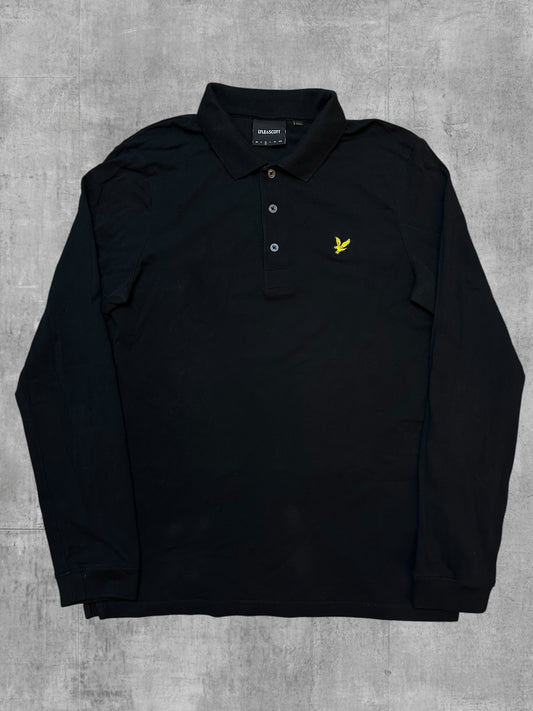 Lyle & Scott Langarm Polo Shirt Schwarz M