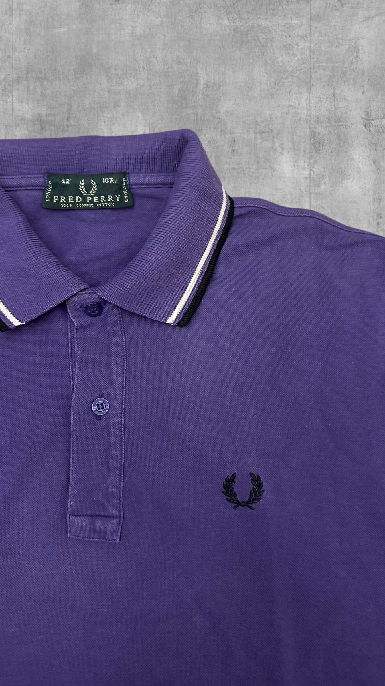 Fred Perry Polo Shirt Lila Schwarz Weiß M