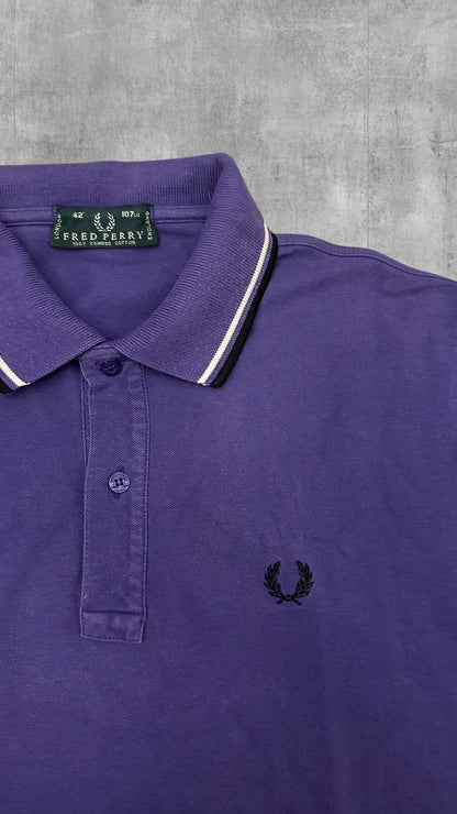 Fred Perry Polo Shirt Lila Schwarz Weiß M