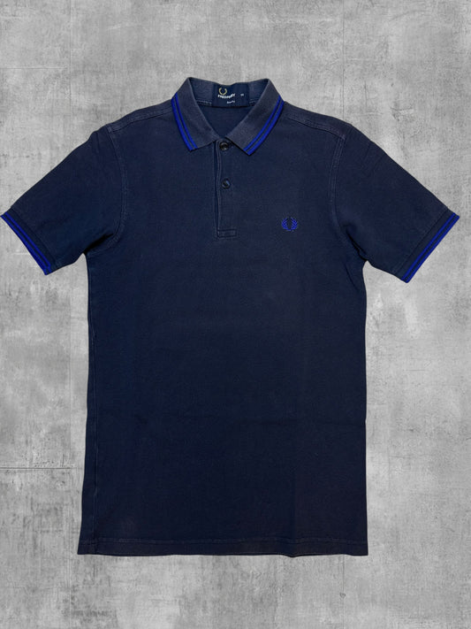 Fred Perry Polo Shirt Schwarz Blau XS Slim Fit