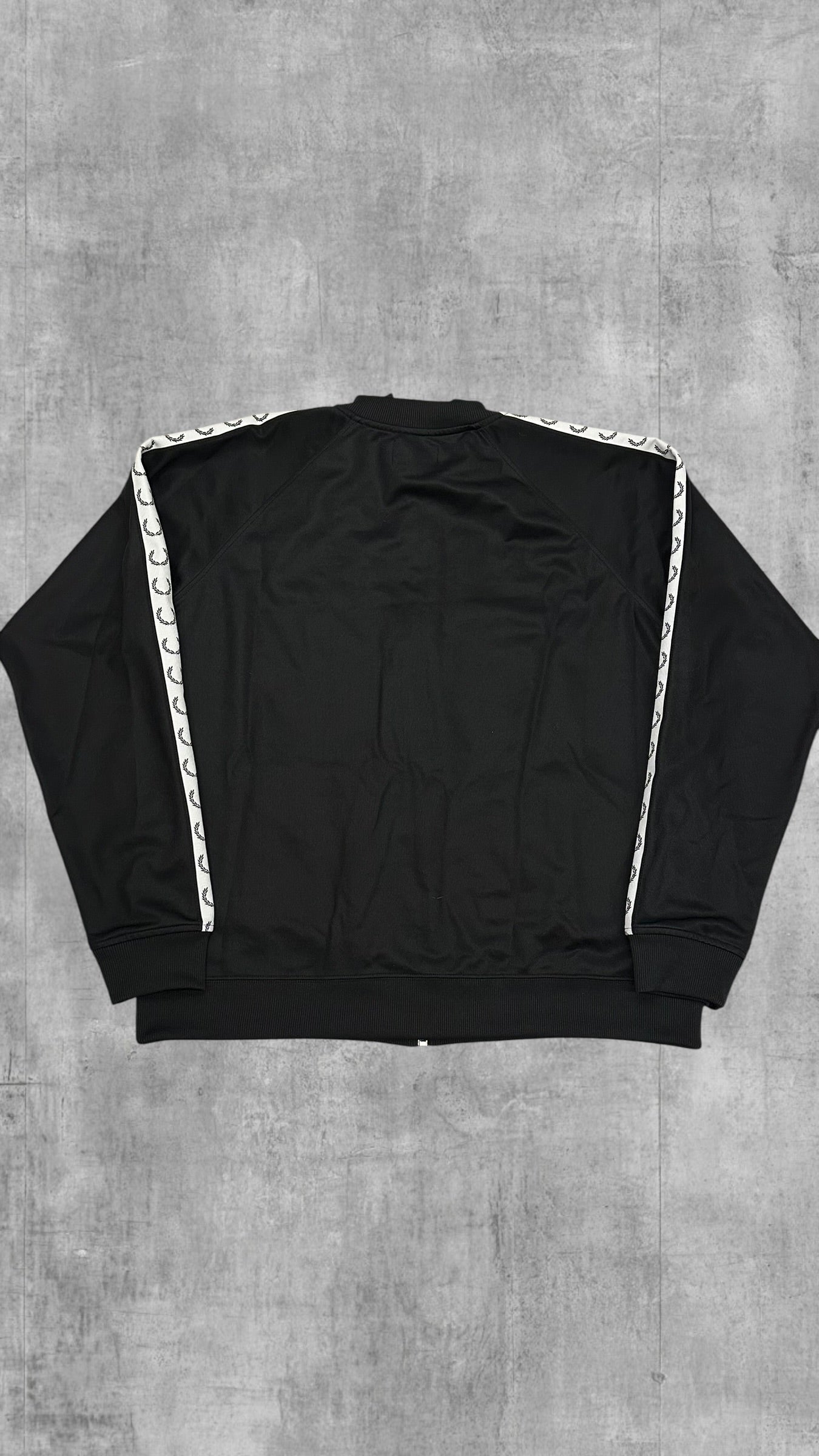 Fred Perry Trainingsjacke Taped Zip Jacke Schwarz Weiß XXL