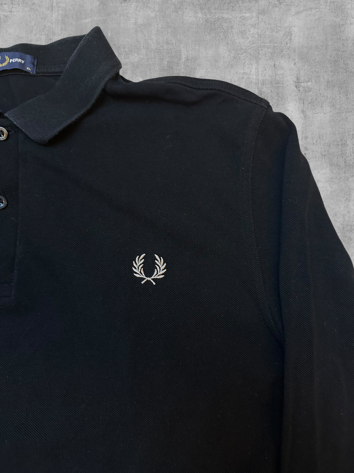 Fred Perry Langarm Polo Shirt Schwarz XL