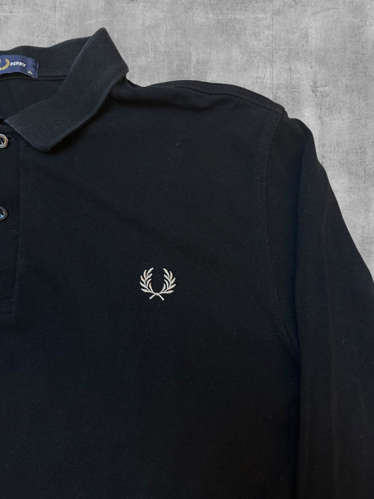 Fred Perry Langarm Polo Shirt Schwarz XL