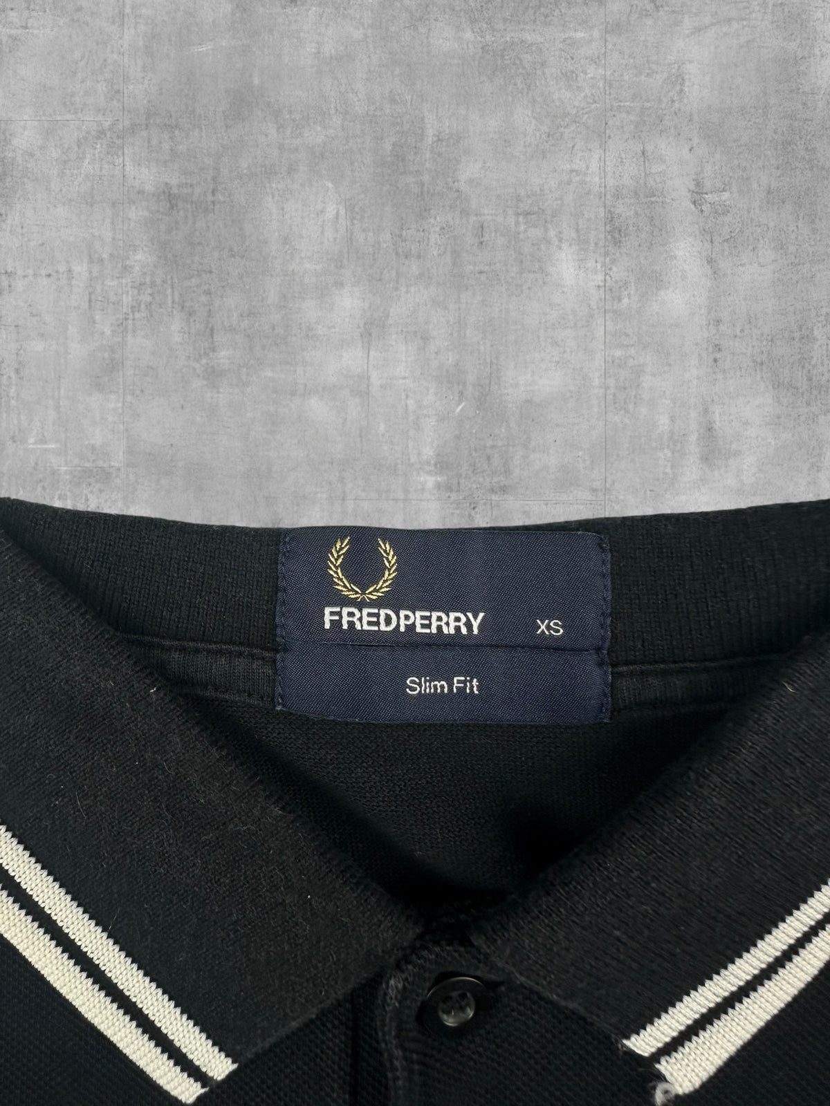 Fred Perry Polo Shirt Schwarz Weiß XS