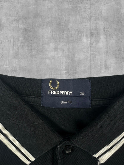 Fred Perry Polo Shirt Schwarz Weiß XS