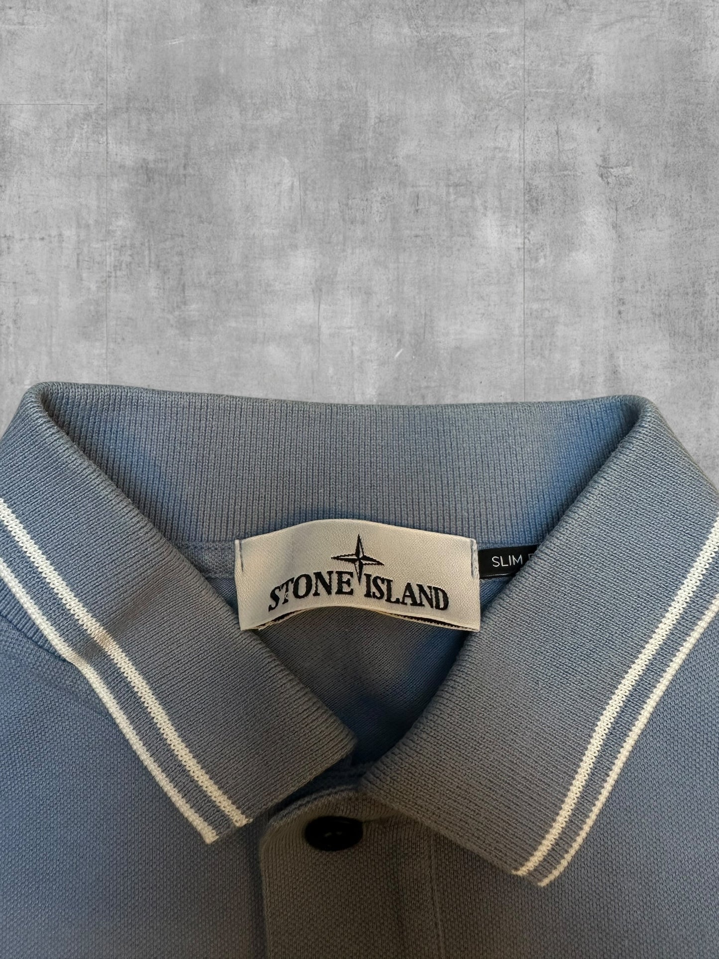 Stone Island Polo Shirt Türkisgrau Weiß M Slim Fit