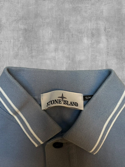 Stone Island Polo Shirt Türkisgrau Weiß M Slim Fit