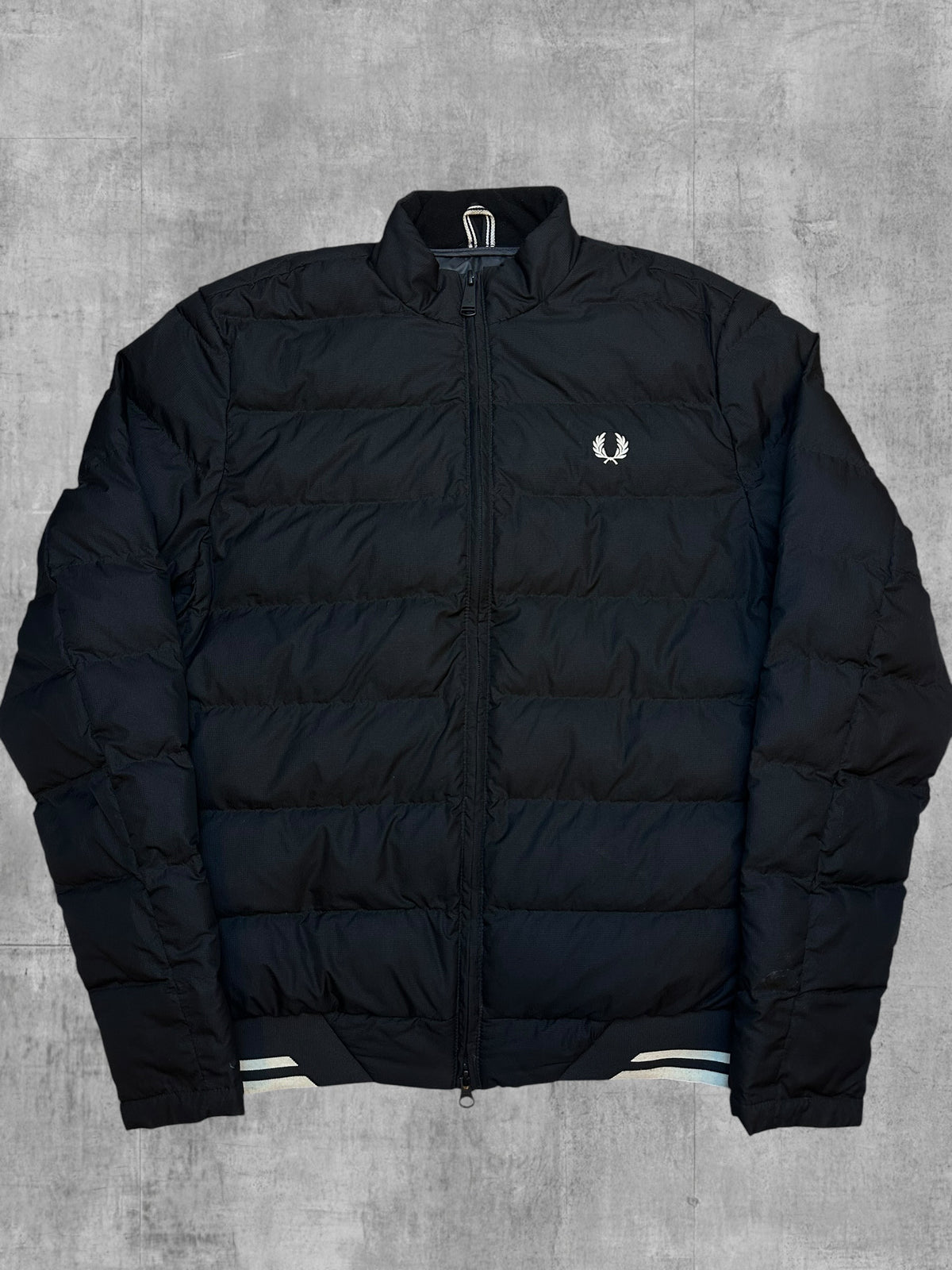 Fred Perry Daunenjacke Steppjacke Schwarz Weiß S
